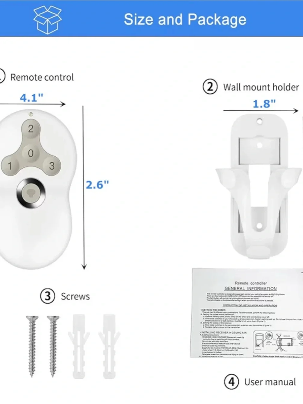 New Model RC-5T1 3-Speed Ceiling Fan Remote Control & Light Dimmer Replacement